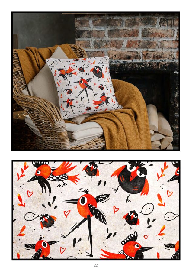 Bird Pattern als Produktmockup auf einem Kissen