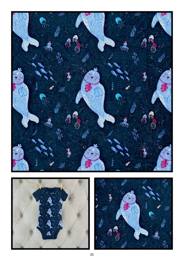 Whale Pattern Collection als Pattern und Produktanwendung